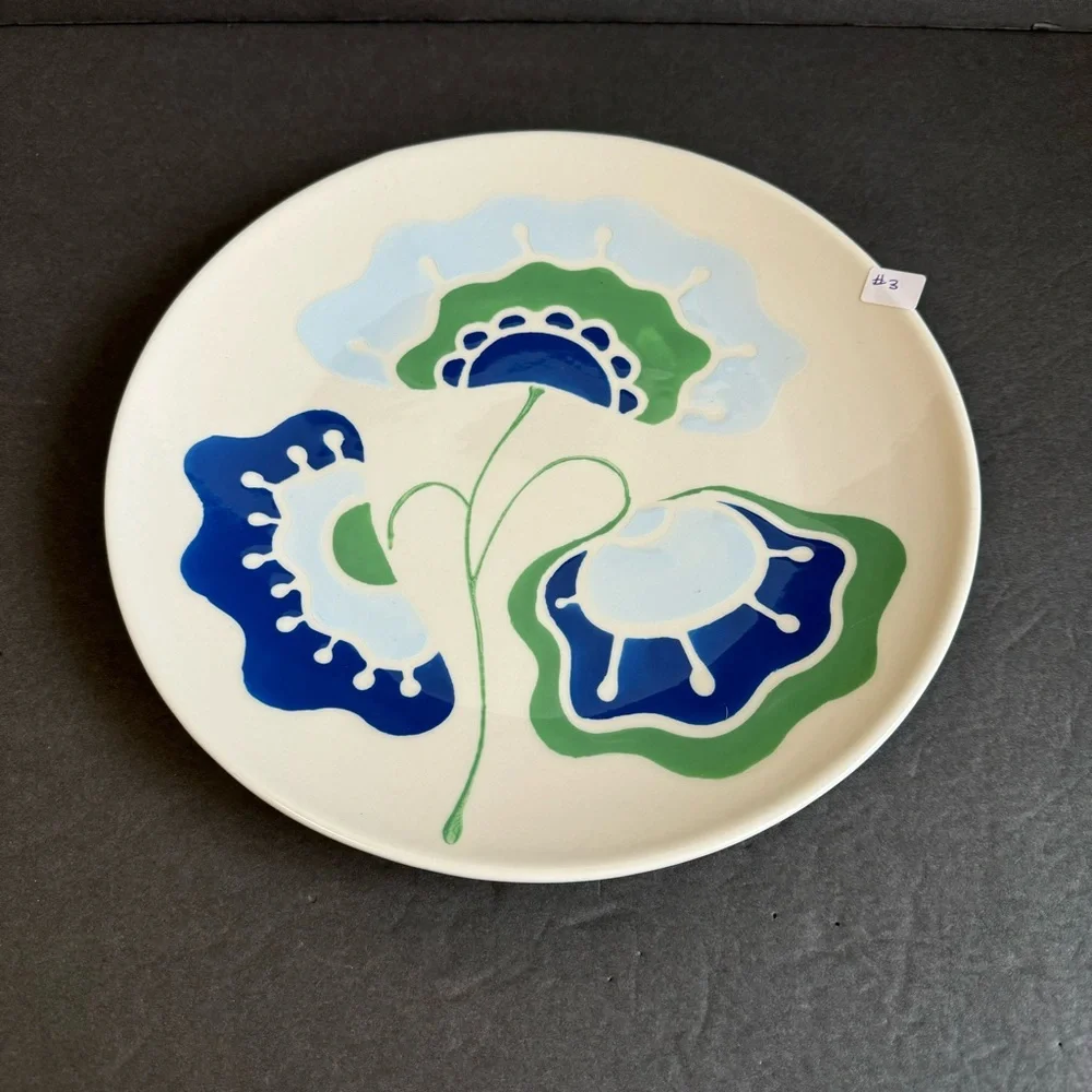 Anthropologie Melanie Mcevoy Dinner Plate Floral Blue Green Artist Collaboration